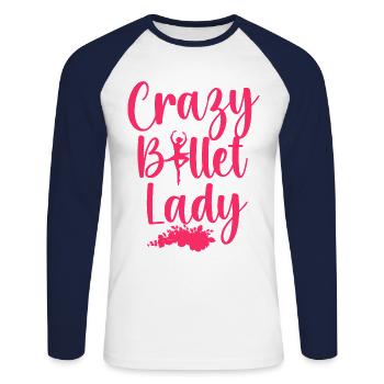 Ballet Danseuse Danse Ballerine - T-shirt baseball manches longues Homme - blanc/marine - Devant - Nik (191cm)