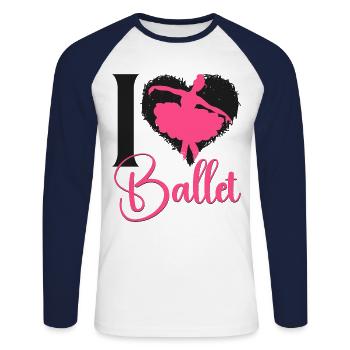 Ballet Dancer Dance Girl Ballerina - Unisex Baseballshirt langarm - Weiß/Navy - Vorne - Nik (191cm)