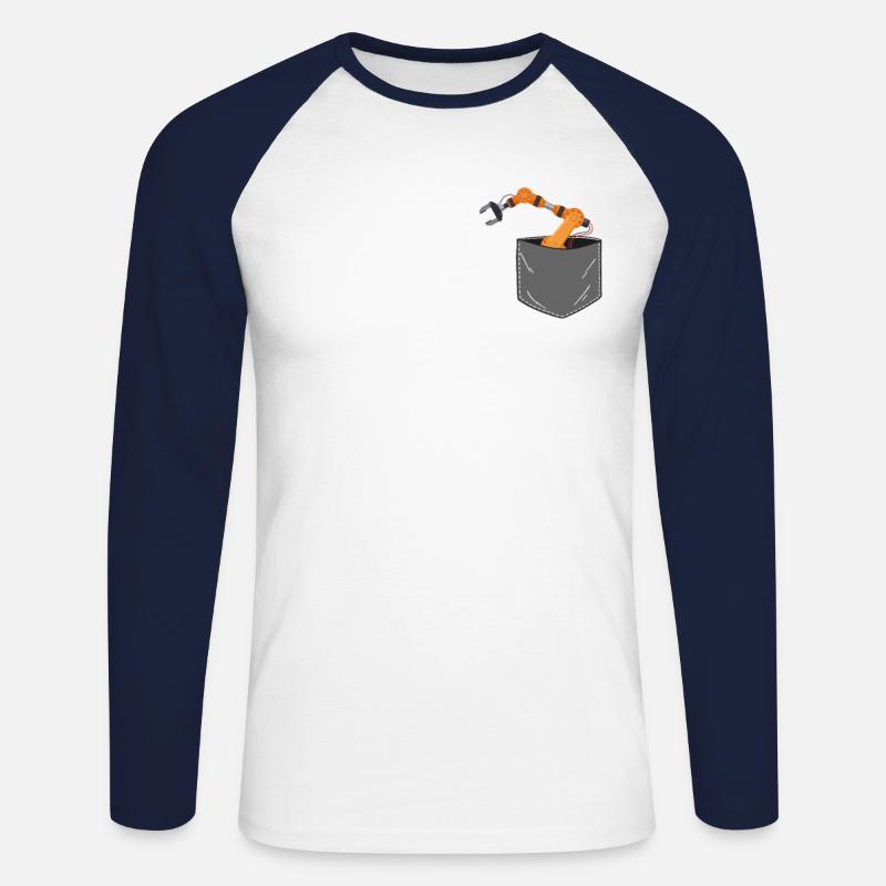 Robot Robotics Engineer Pocket - Unisex Baseballshirt langarm - Weiß/Navy