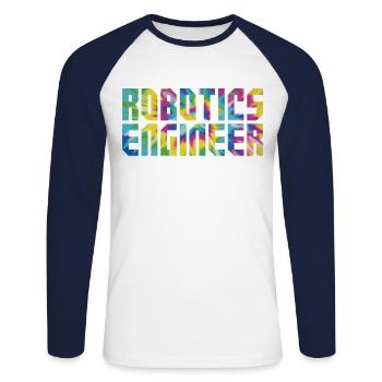 Ingénieur en robotique robotique Tie Dye - T-shirt baseball manches longues Homme - blanc/marine - Devant - Nik (191cm)