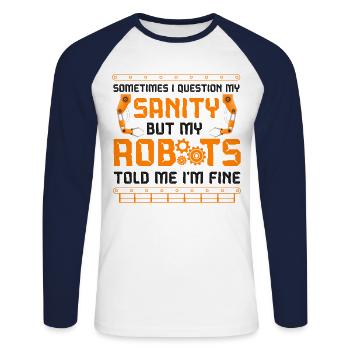 Robot Robotics Engineer Vintage - Unisex Baseballshirt langarm - Weiß/Navy - Vorne - Nik (191cm)