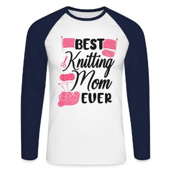 Knitting Knitter Mom Best Knitting - Unisex Baseballshirt langarm - Weiß/Navy - Vorne - Nik (191cm)