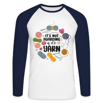 Knitting Knitter It's Not Hoarding - Unisex Baseballshirt langarm - Weiß/Navy - Vorne - Nik (191cm)