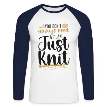 Knitting Knitter You Don't Always - Unisex Long Sleeve Baseball T-Shirt - white/navy - Front - Nik (191cm)