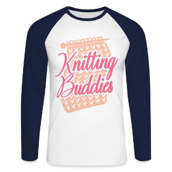 Knitting Knitter Friends Besties - Unisex Baseballshirt langarm - Weiß/Navy - Vorne - Nik (191cm)