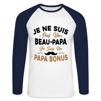 Je Ne Suis Pas Un Beau-papa Je Suis Un Papa Bonus - T-shirt baseball manches longues Homme - blanc/marine - Devant - Nik (191cm)