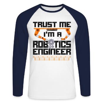 Robot Robotics Engineer Vintage - Unisex Baseballshirt langarm - Weiß/Navy - Vorne - Nik (191cm)