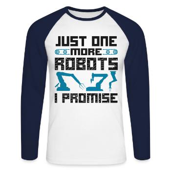Robot Robotics Engineer Vintage - Unisex Baseballshirt langarm - Weiß/Navy - Vorne - Nik (191cm)