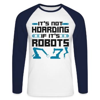 Ingénieur Robotique Robot Vintage - T-shirt baseball manches longues Homme - blanc/marine - Devant - Nik (191cm)