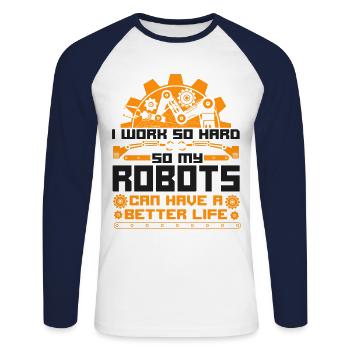 Robot Robotics Engineer Vintage I - Unisex Long Sleeve Baseball T-Shirt - white/navy - Front - Nik (191cm)