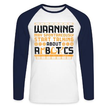 Ingénieur Robotique Robot Vintage - T-shirt baseball manches longues Homme - blanc/marine - Devant - Nik (191cm)