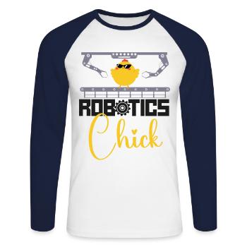 Robot Robotics Engineer Cool - Unisex Long Sleeve Baseball T-Shirt - white/navy - Front - Nik (191cm)