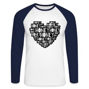 Honey Herz - Unisex Baseballshirt langarm - Weiß/Navy - Vorne - Nik (191cm)