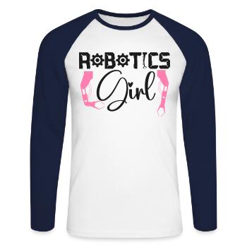 Robot Robotics Engineer Female - Unisex Long Sleeve Baseball T-Shirt - white/navy - Front - Nik (191cm)