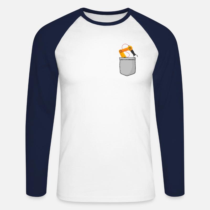 Robot Robotics Engineer Pocket - Unisex Long Sleeve Baseball T-Shirt - white/navy