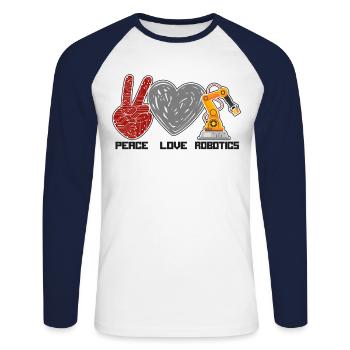 Ingénieur en robotique robotique femme - T-shirt baseball manches longues Homme - blanc/marine - Devant - Nik (191cm)
