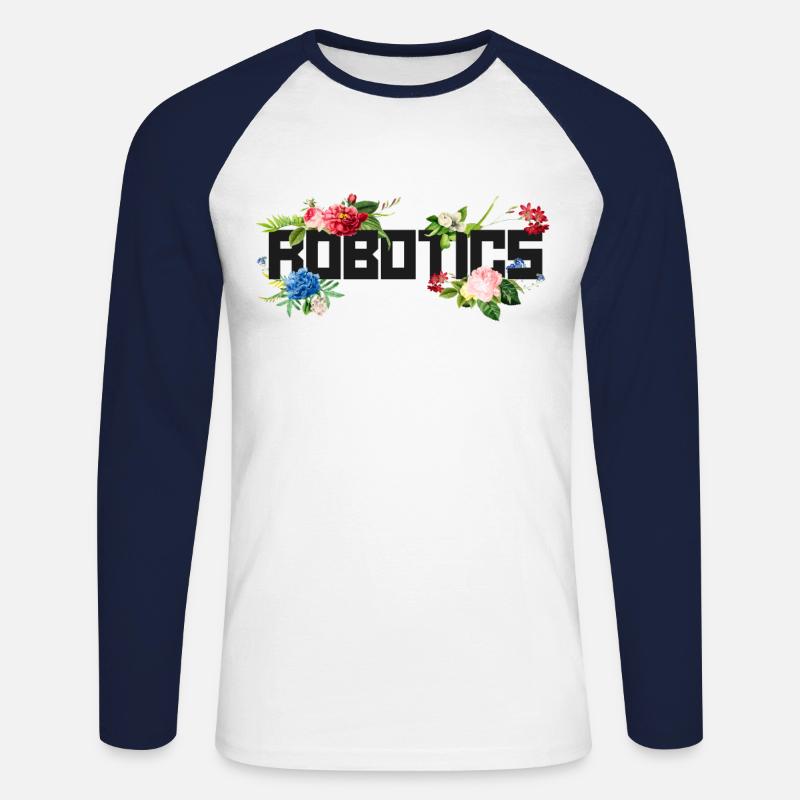 Robot Robotics Engineer Flower - Unisex Long Sleeve Baseball T-Shirt - white/navy