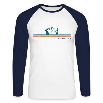 Robot Robotics Engineer Retro - Unisex Long Sleeve Baseball T-Shirt - white/navy - Front - Nik (191cm)