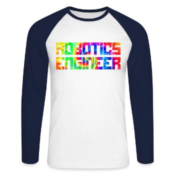 Ingénieur en robotique robotique Tie Dye - T-shirt baseball manches longues Homme - blanc/marine - Devant - Nik (191cm)