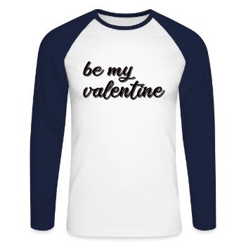Valentinstag Spruch - Unisex Baseballshirt langarm - Weiß/Navy - Vorne - Nik (191cm)