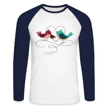 Couple amoureux - T-shirt baseball manches longues Homme - blanc/marine - Devant - Nik (191cm)