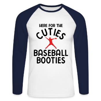 Baseball - Unisex Baseballshirt langarm - Weiß/Navy - Vorne - Nik (191cm)