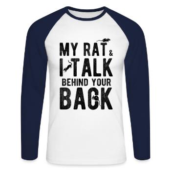 Nagetier Maus Ratte - Unisex Baseballshirt langarm - Weiß/Navy - Vorne - Nik (191cm)