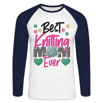 Knitting Knitter Mom Best Knitting - Unisex Baseballshirt langarm - Weiß/Navy - Vorne - Nik (191cm)