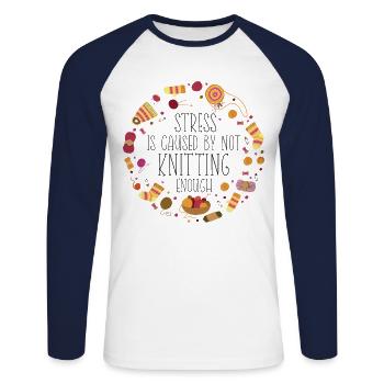 Le stress du tricot est causé - T-shirt baseball manches longues Homme - blanc/marine - Devant - Nik (191cm)