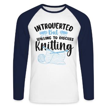 Knitting Knitter Introverted But - Unisex Long Sleeve Baseball T-Shirt - white/navy - Front - Nik (191cm)