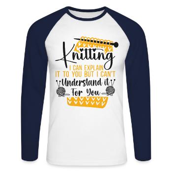 Knitting Knitter Knitting I Can - Unisex Long Sleeve Baseball T-Shirt - white/navy - Front - Nik (191cm)