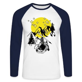 Tyrol Alpes Montagnes Pleine Lune Montagnes Alpiniste Alm - T-shirt baseball manches longues Homme - blanc/marine - Devant - Nik (191cm)