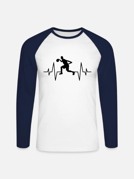 Basketball Herzschlag - Unisex Baseballshirt langarm - Weiß/Navy