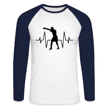 Battement de cœur de boxe - T-shirt baseball manches longues Homme - blanc/marine - Devant - Nik (191cm)