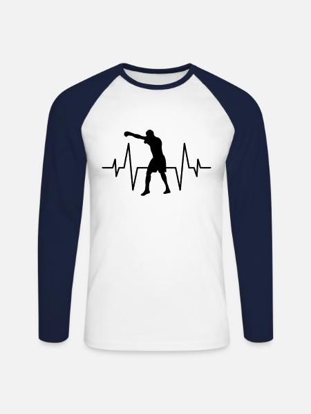 Boxing heartbeat - Unisex Long Sleeve Baseball T-Shirt - white/navy