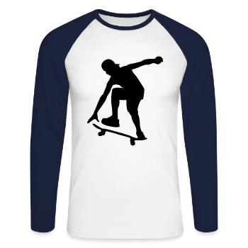 Patineur - T-shirt baseball manches longues Homme - blanc/marine - Devant - Nik (191cm)