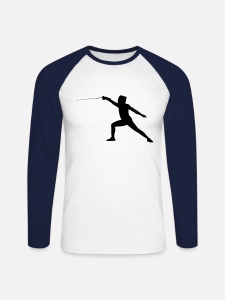 Fencing - Unisex Long Sleeve Baseball T-Shirt - white/navy