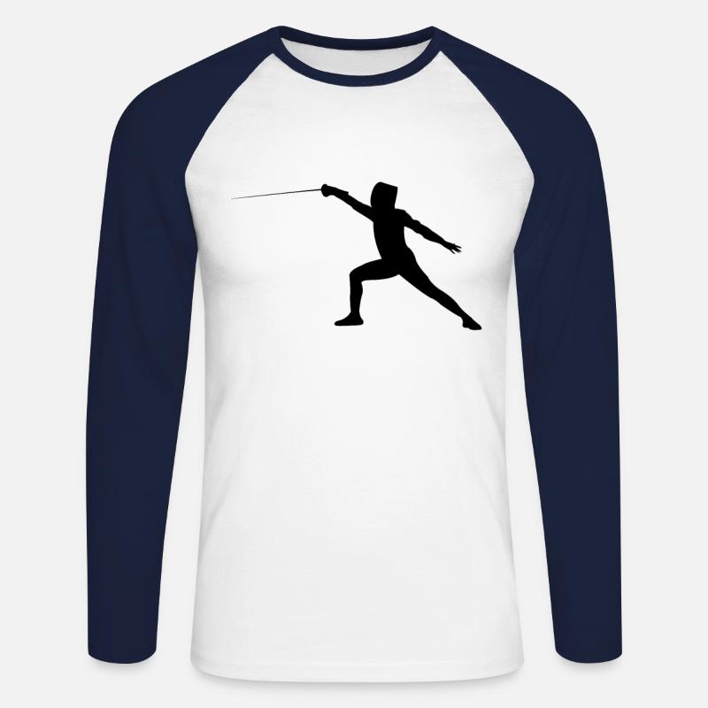 Fechten - Unisex Baseballshirt langarm - Weiß/Navy