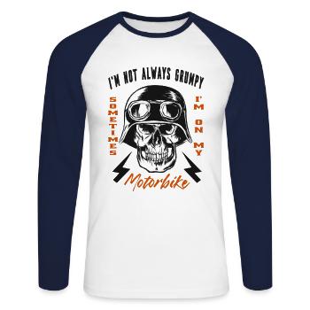 Motorcyclist Motorcycle Quote Humor Gift Idea - Unisex Long Sleeve Baseball T-Shirt - white/navy - Front - Nik (191cm)
