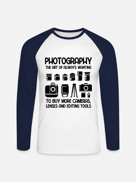Fotografie Fotograf - Unisex Baseballshirt langarm - Weiß/Navy