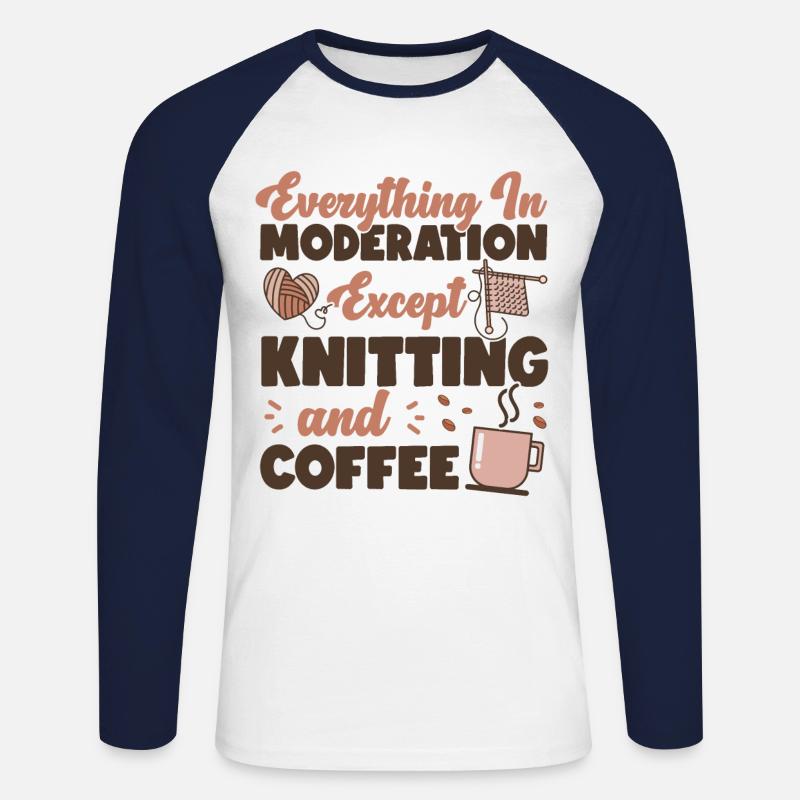 Knitting Knitter Coffee Everything - Unisex Baseballshirt langarm - Weiß/Navy