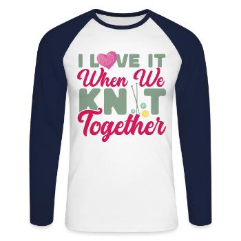 Knitting Knitter Friends Besties - Unisex Baseballshirt langarm - Weiß/Navy - Vorne - Nik (191cm)