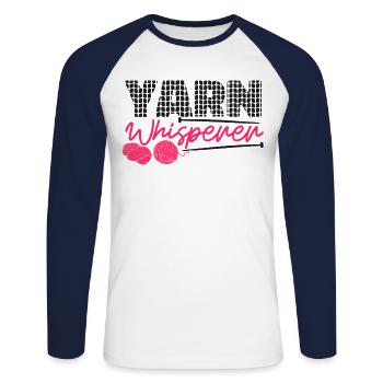 Knitting Knitter Yarn Whisperer - Unisex Baseballshirt langarm - Weiß/Navy - Vorne - Nik (191cm)