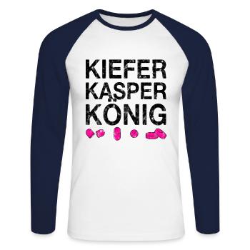 Techno party feiern Spruch - Unisex Baseballshirt langarm - Weiß/Navy - Vorne - Nik (191cm)