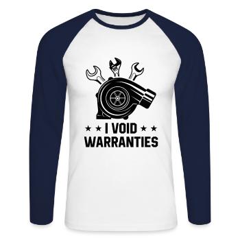 I Void Warranties Car Lover Mechanic Vehicle Techn - Unisex Long Sleeve Baseball T-Shirt - white/navy - Front - Nik (191cm)