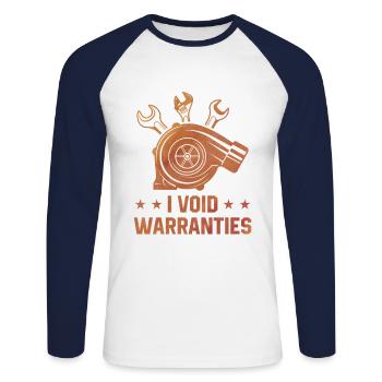 I Void Warranties Car Lover Mechanic Vehicle Techn - Unisex Long Sleeve Baseball T-Shirt - white/navy - Front - Nik (191cm)
