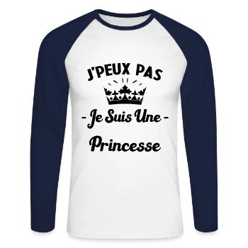 Je Peux Pas Je Suis une Princesse Humour Maman - T-shirt baseball manches longues Homme - blanc/marine - Devant - Nik (191cm)