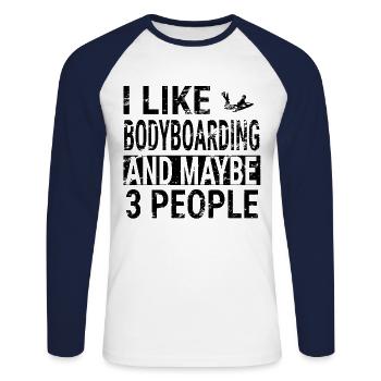 Bodyboard Water Sports Bodyboarding Surfers - Unisex Long Sleeve Baseball T-Shirt - white/navy - Front - Nik (191cm)