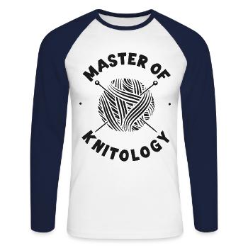 Knitting Knitter Master Of - Unisex Long Sleeve Baseball T-Shirt - white/navy - Front - Nik (191cm)