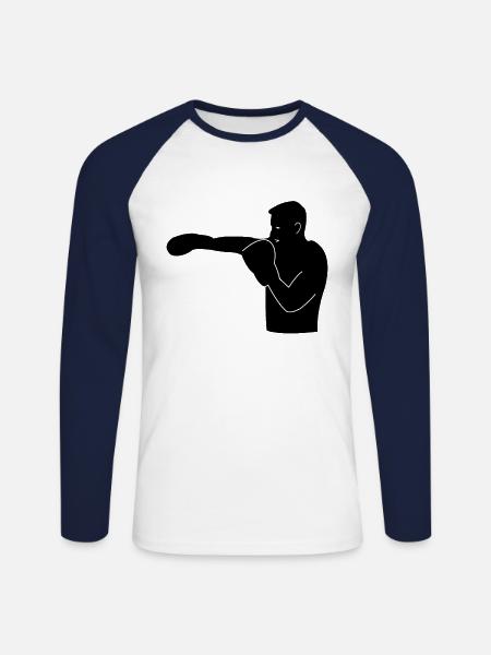 Boxer Silhouette - Unisex Baseballshirt langarm - Weiß/Navy